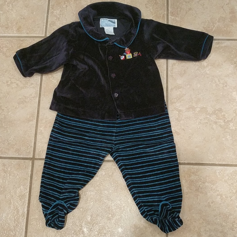 Baby boy soft velour two piece matching outfit